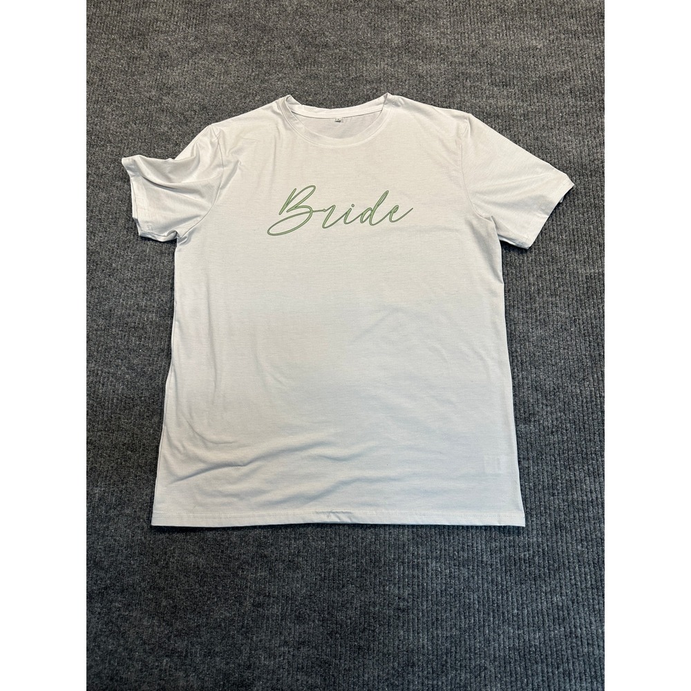Unbranded Bride Script Graphic T-Shirt Large White Cotton Blend Wedding Tee